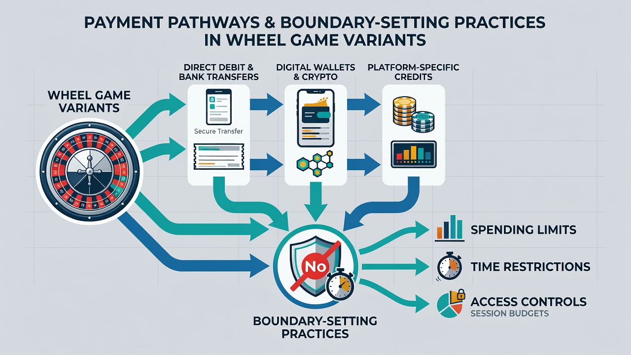 Boundary-setting interface linked to multiple payment methods in wheel game applications